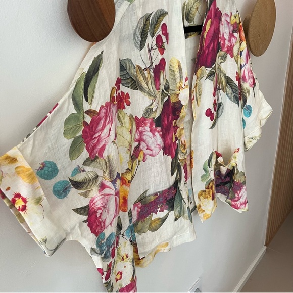 Alembika Floral Mixed Print Cover Up Kimono Style Top Size Small - Picture 5 of 5